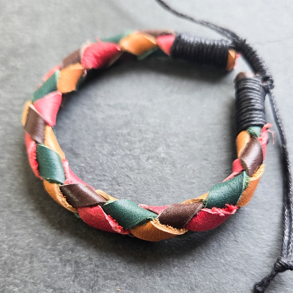 💥3 for $30💥 NWT Artisan Braided Leather Bracelet in Red, Brown, Green, Tan